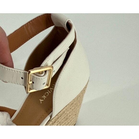 Lisa Vicky Espadrille Wedge Sandals Gemi White Sheep Nappa Leather Size 9 - Picture 7 of 10
